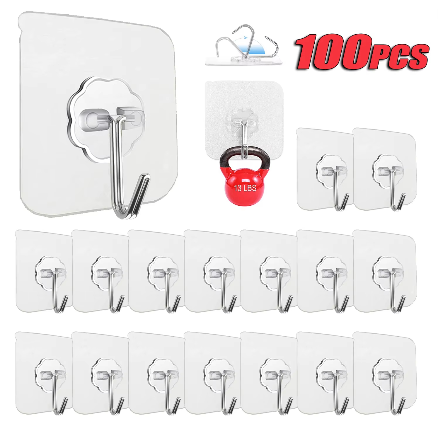 Home Cooking Delivery - Ganchos autoadhesivos de acero inoxidable transparentes