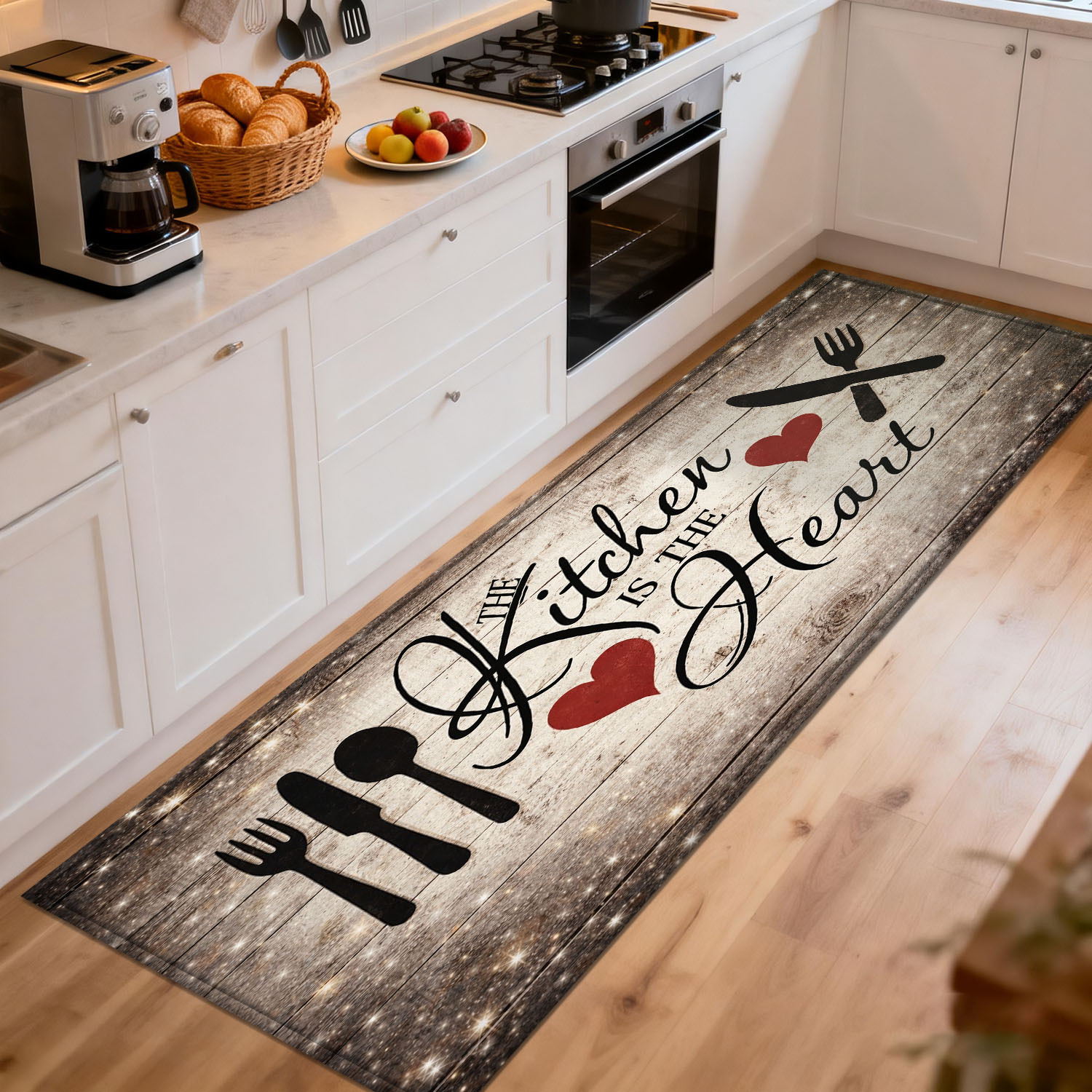 Home Made Cooking Quotes - Alfombra de Cocina Rústica de Madera