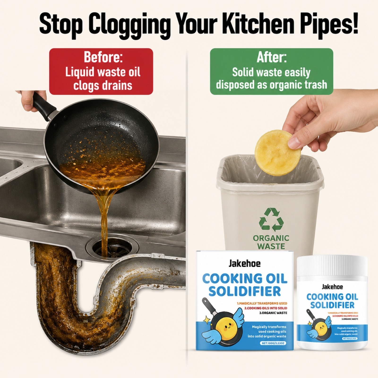 Polvo Solidificador de Aceite  - Home Cooking Oil Disposal reseña y precio